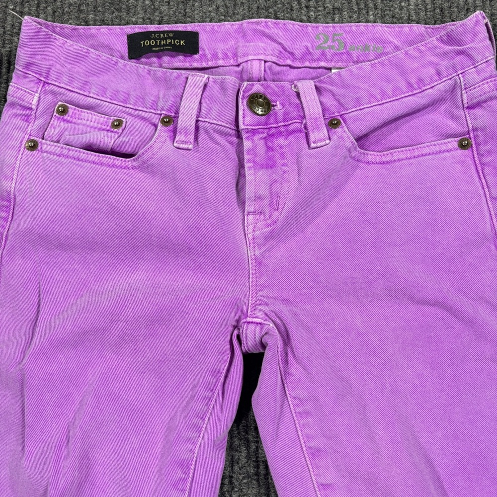 J.Crew Toothpick Jeans Women 25 Pink Skinny Ankle‎ Mid Rise Stretch